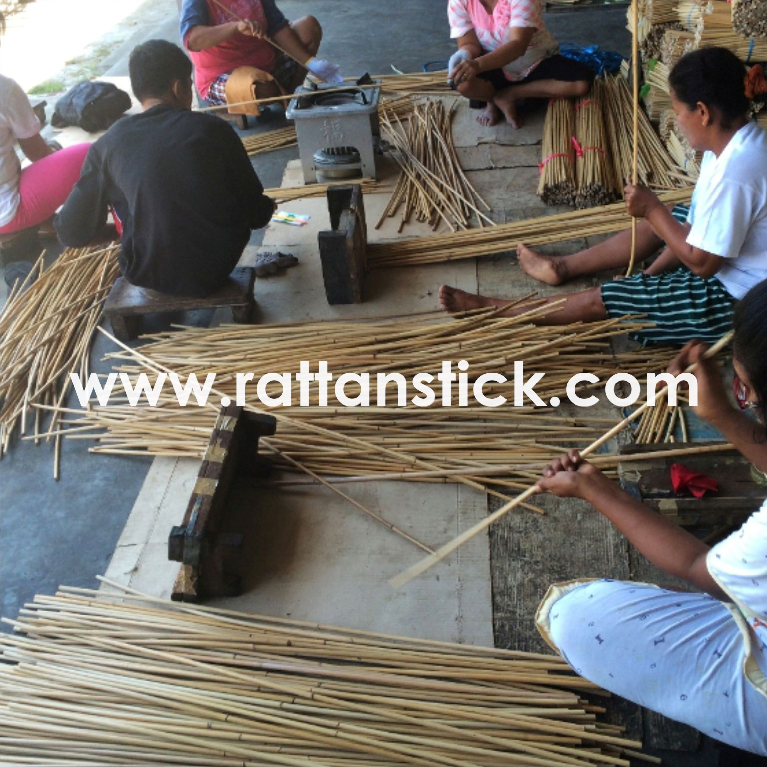 The Process of Making Rattan Sticks